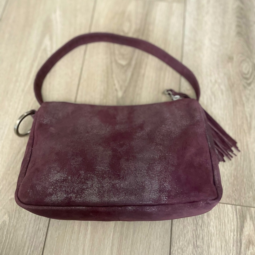 HOBO Plum Granite Suede Bag with Tassel